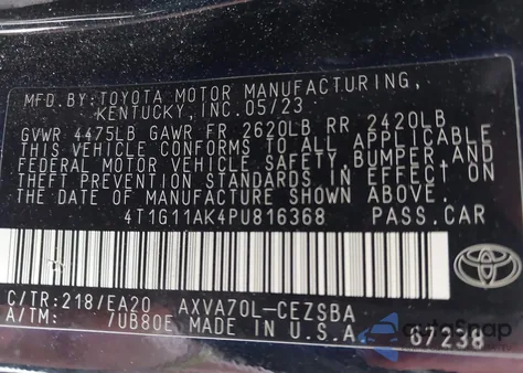 2023 Toyota Camry Se from USA, damaged, VIN 4T1G11AK4PU816368